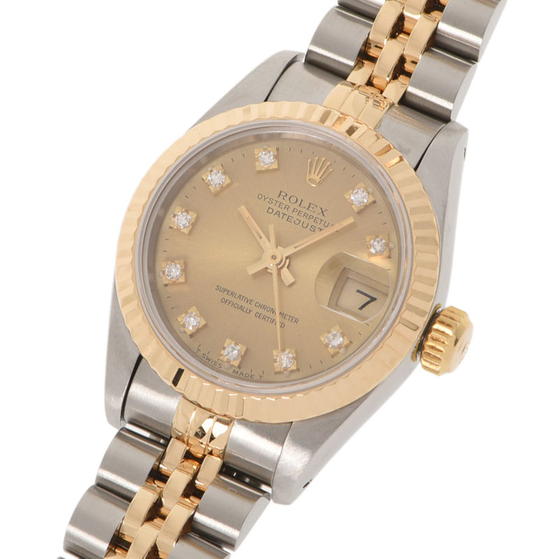 ROLEX Rolex Datejust 10P Diamond 69173G Ladies YG/SS Watch Automatic Champagne Dial A Rank used Ginzo