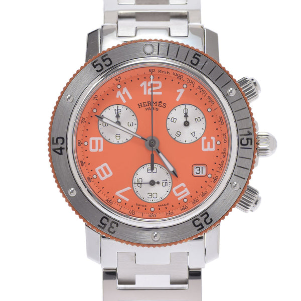 HERMES Hermes Clipper Diver Chrono CL2.916 Men's SS Watch Quartz Orange Dial A Rank used Ginzo