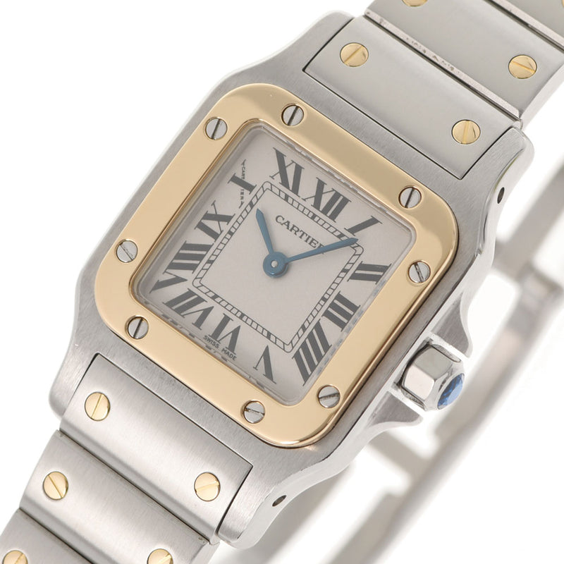 CARTIER カルティエ サントス ガルベSM W20056D6 レディース SS 腕時計 自動巻き アイボリー系文字盤 Aランク 中古 銀蔵