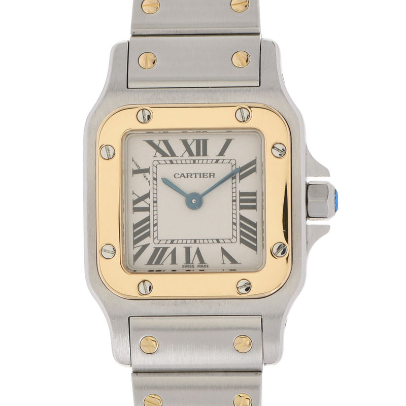 Cartier Cartier Cartier Santos Garbe SM W20056D6女士SS Watch Avoice Ivory Dial A等级使用Ginzo