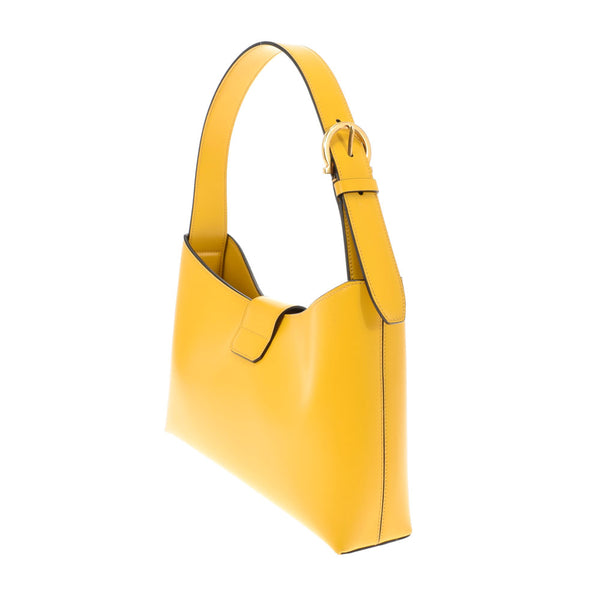 Salvatore Ferragamo Ferragamo TRIFOLIO Yellow Ladies Leather One Shoulder Bag AB Rank Used Ginzo