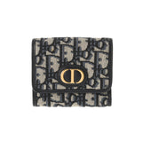 Christian DIOR Christian Dior Lotus Wallet Oburi Knavy Gold Bracket Ladies Jacquard Trice Wallet Unused Ginzo