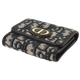Christian DIOR Christian Dior Lotus Wallet Oburi Knavy Gold Bracket Ladies Jacquard Trice Wallet Unused Ginzo