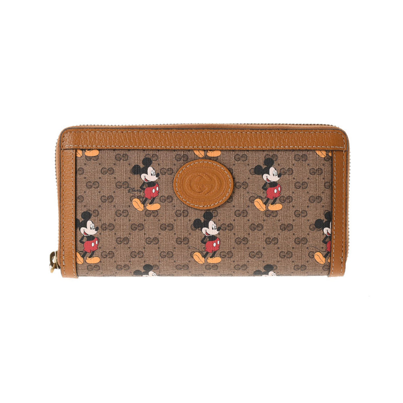 GUCCI Gucci Mickey Mouse Disney Collaboration Beige 602532 Unisex Mini GG Sprem Canvas Long Wallet Unused Ginzo