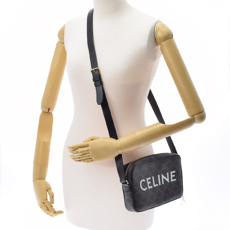 CELINE セリーヌ プリントミディアム 黒 194502CIM レディース トリオンフキャンバス/PVC メッセンジャーバッグ Aランク 中古 銀蔵