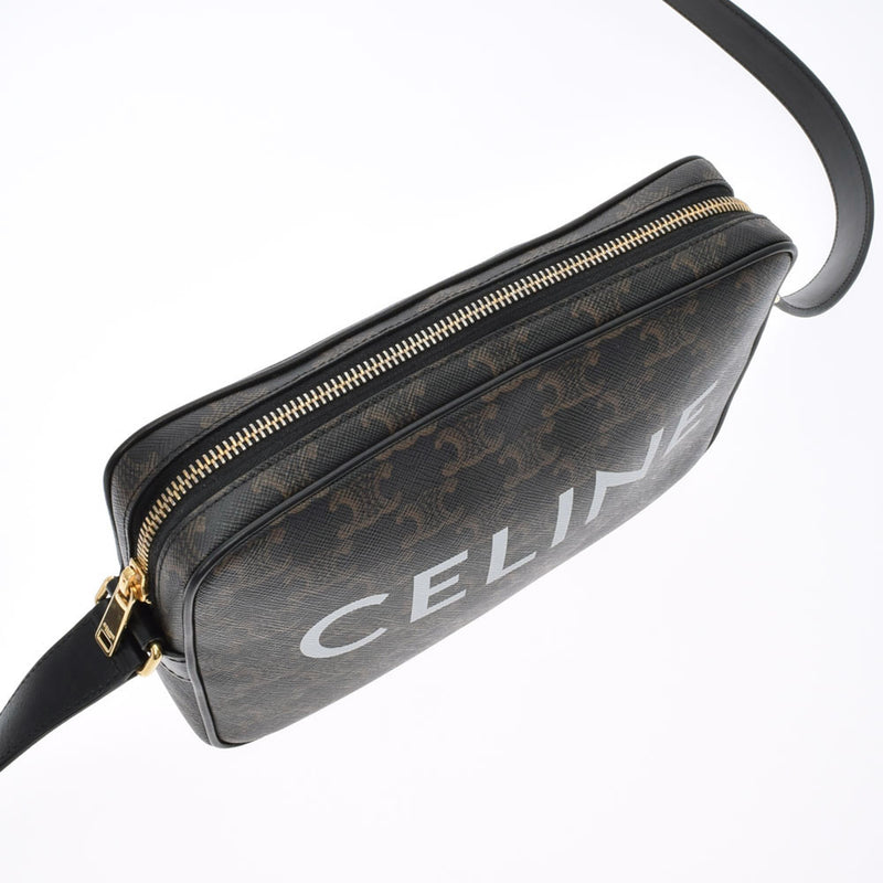 CELINE セリーヌ プリントミディアム 黒 194502CIM レディース トリオンフキャンバス/PVC メッセンジャーバッグ Aランク 中古 銀蔵