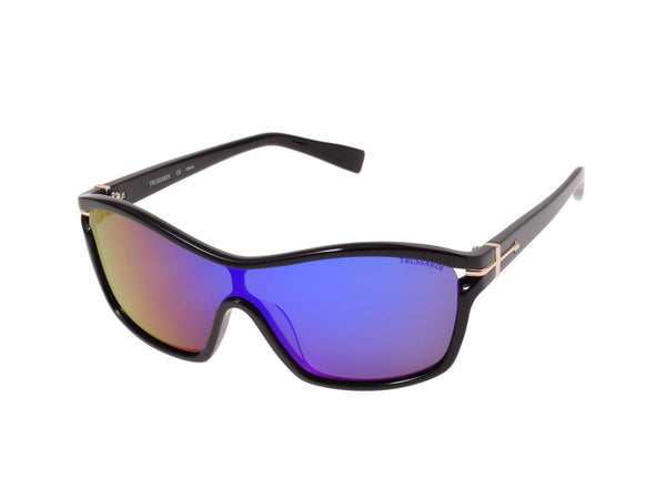 Thrasal sunglasses, black TR12876 BL 1 lenses, mirror lenses, TRUSSARDI case, new type of silver.