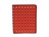 两折叠的钱包,紧凑的皮革,橙色的螺柱,克里斯蒂安·卢布丁
