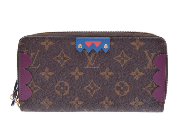 Louis Vuitton Monogram Totem Jippy Wallet Brown Magenta M61349 Women's Genuine Leather Long Wallet AB Rank LOUIS VUITTON Used Ginzo