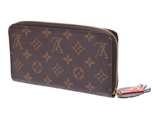 Louis Vuitton Monogram Totem Jippy Wallet Brown Magenta M61349 Women's Genuine Leather Long Wallet AB Rank LOUIS VUITTON Used Ginzo
