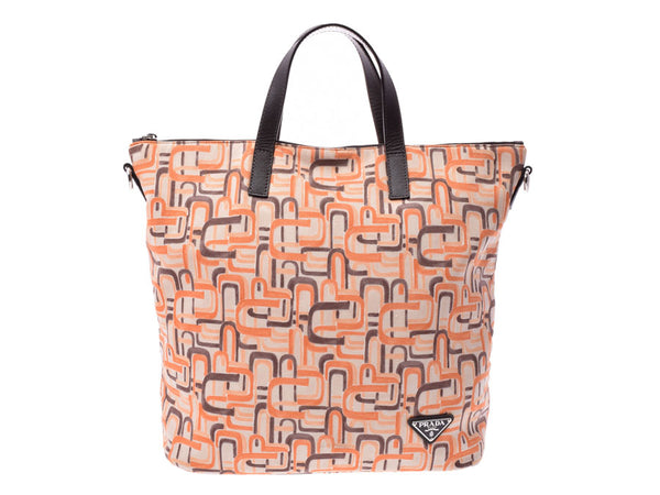 Prada 2WAY Handbag Bage Bage series/Orange B2052A Ladies Cotton B Rank PRADA strap Gala Chuson