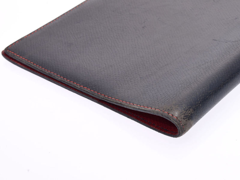 爱马仕议程通用汽车海军/红色○R加盖男装女装cushbell皮夹封面C级爱马仕使用银