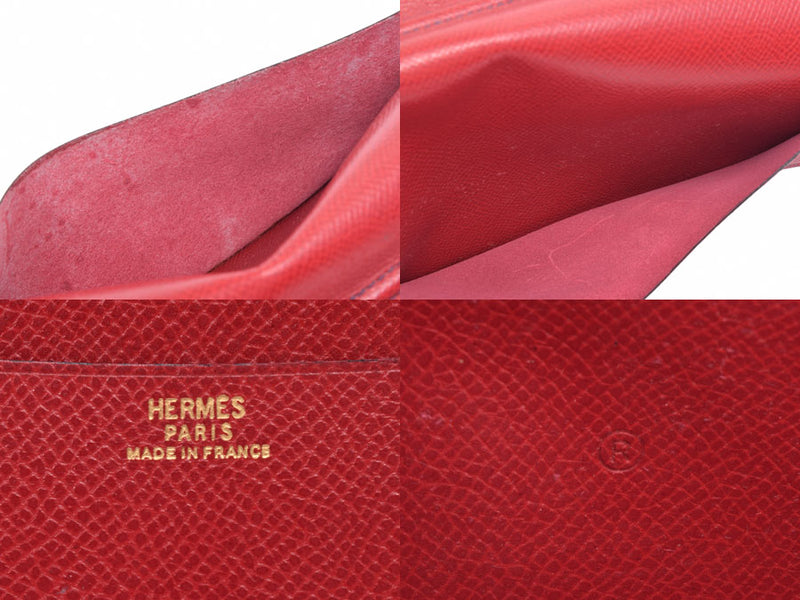 爱马仕议程通用汽车海军/红色○R加盖男装女装cushbell皮夹封面C级爱马仕使用银