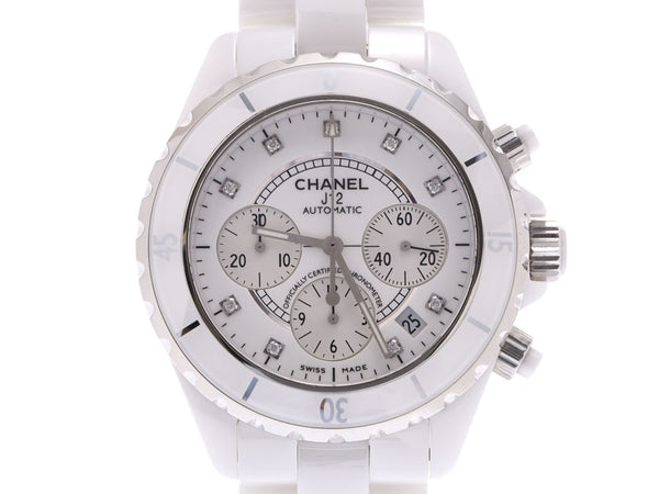 Chanel, J12, Crono, white, white, literally, 9P diamond, H2009, Men' s white ceramic, automatic scrolls, a rank, a rank, beautiful, a used