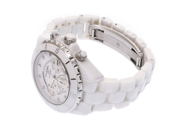 Chanel, J12, Crono, white, white, literally, 9P diamond, H2009, Men' s white ceramic, automatic scrolls, a rank, a rank, beautiful, a used