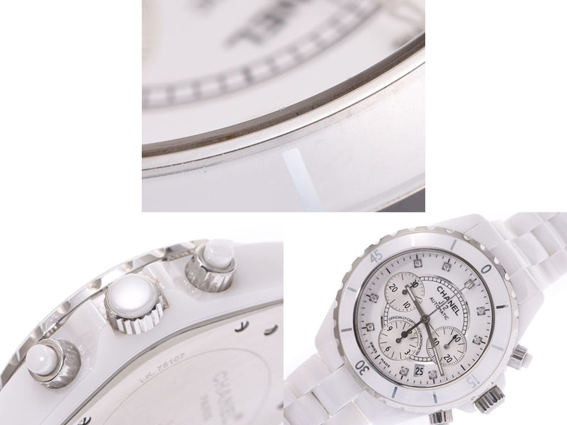 Chanel, J12, Crono, white, white, literally, 9P diamond, H2009, Men' s white ceramic, automatic scrolls, a rank, a rank, beautiful, a used