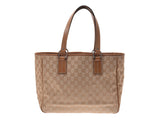 Gucci: Tot bags, beige, and tea 113017 Ladies GG canvas/Leather AB ranks GUCCI, used in silver.