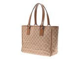 Gucci: Tot bags, beige, and tea 113017 Ladies GG canvas/Leather AB ranks GUCCI, used in silver.
