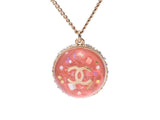 Chanel Logo Necklace Dome 09 Year Model Pink GP Hardware Ladies Rhinestone A Rank CHANEL Used Ginzo