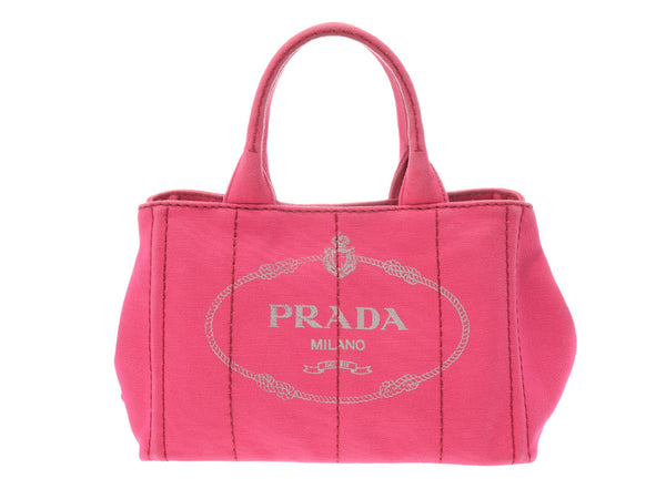 Prada CanapaMini Pink Women's Canvas 2WAY Tote Bag with B-Rank PRADA Strap