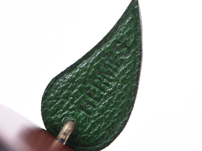 Hermes keychain Nasser / Green women's men'S leather SV bag charm B rank HERMES used silver