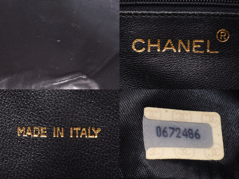 Chanel Chain Shoulder Bag Black GP Bracket Ladies Lambskin With Fringe B Rank CHANEL Used Ginzo
