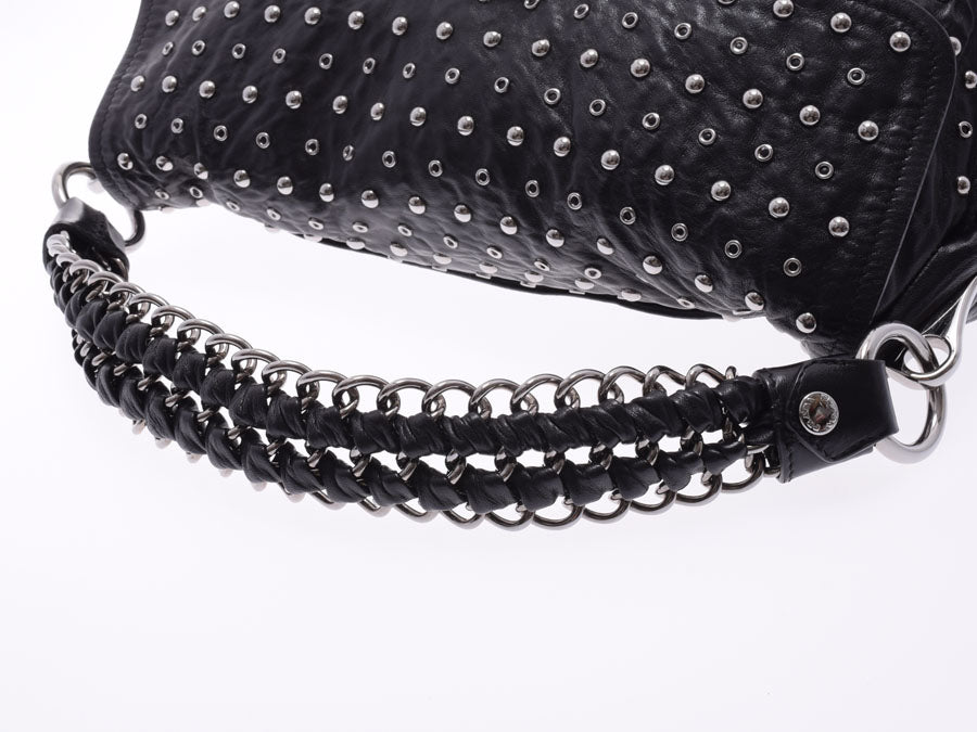 プラダ セミチェーンショルダーバッグ 黒 BR4344 レディース スタッズ