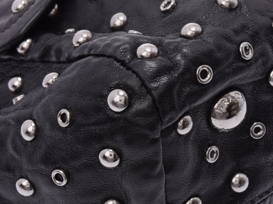 プラダ セミチェーンショルダーバッグ 黒 BR4344 レディース スタッズ