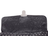 A PDA semi chain Shoulder Bag Black br4344 ladies studs Nappa AB rank Prada Galler Silver