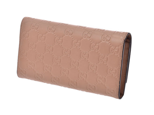 Gucci Gucci Shima Zipper Long Wallet Ribbon Beige 388679 Ladies Leather AB Rank GUCCI Used Ginzo