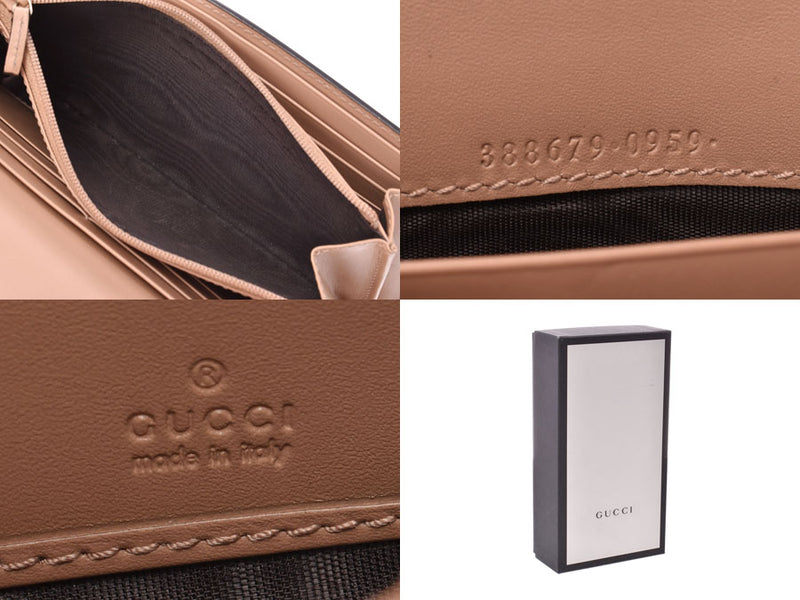 Gucci Gucci Shima Zipper Long Wallet Ribbon Beige 388679 Ladies Leather AB Rank GUCCI Used Ginzo