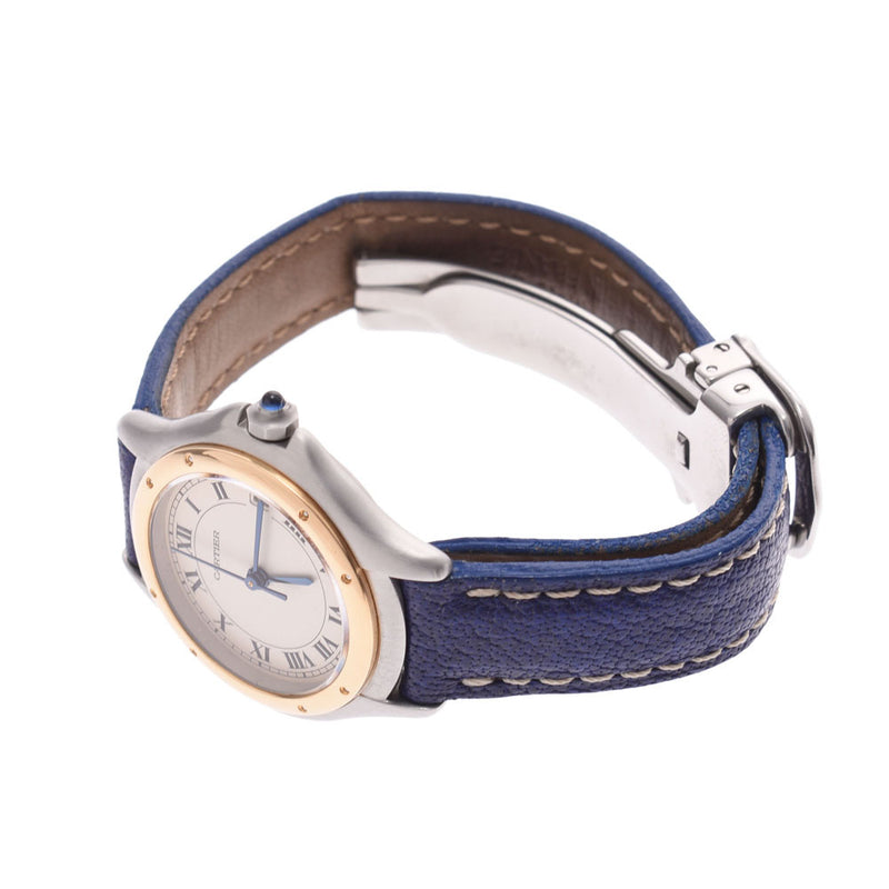 CARTIER Panther Cougar SM Belt: Blue Ladies YG/SS/Leather Watch 1267.75 Used