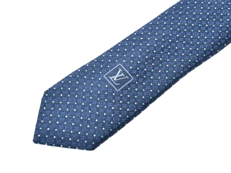 Louis Vuitton Necktie Dot Pattern Navy Men's 100% Silk A Rank Good Condition LOUIS VUITTON Used Ginzo