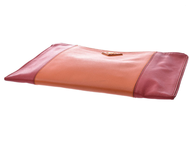 Prada clutch bag by color orange / red レディースサフィアーノ B rank PRADA used silver storehouse