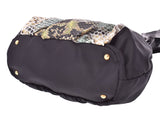 Prada tote bag black / python pattern BR4206 Lady's nylon / ナッパ A rank beauty product PRADA guarantee used silver storehouse