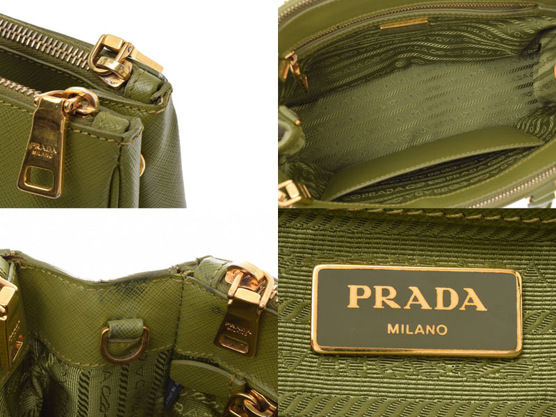 普拉达 2WAY 手袋 绿色 BN2316 女士萨菲亚诺 B 级 PRADA 天空画廊表带与二手银藏