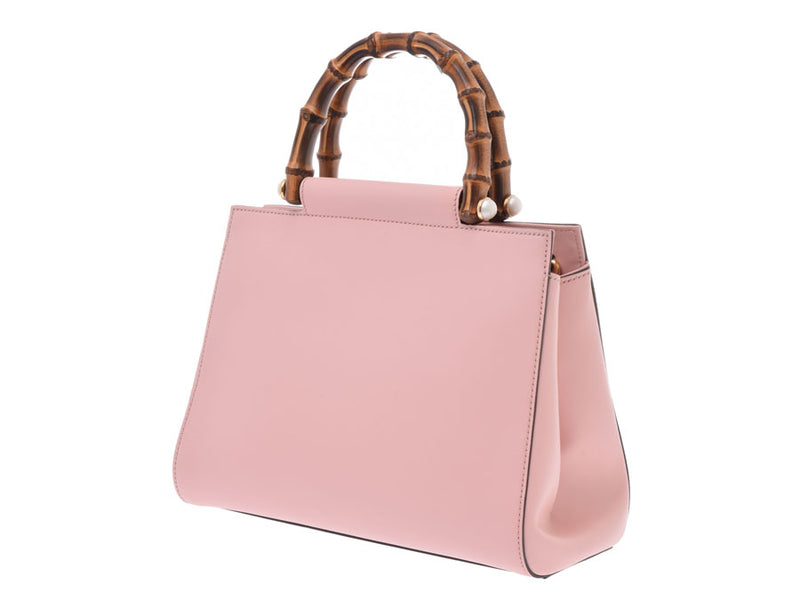 Gucci Bamboo Nim Fair 2WAY Handbag Pink 453767 Ladies Leather