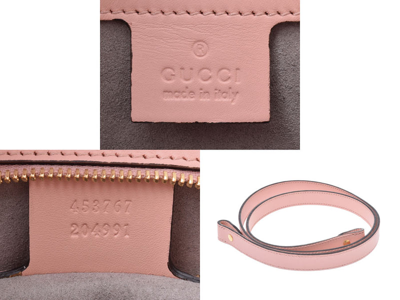 Gucci Bamboo Nim Fair 2WAY Handbag Pink 453767 Ladies Leather/Bamboo A Rank Good Condition GUCCI With Strap Used Ginzo