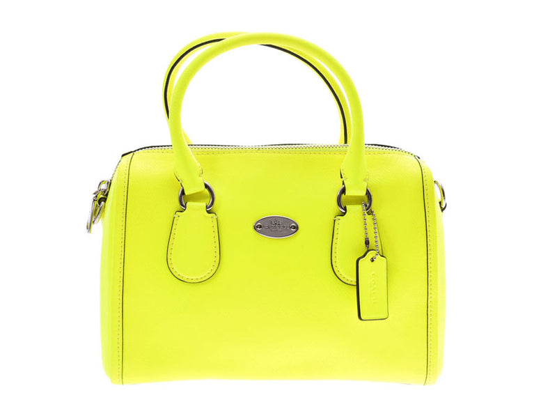 Coach 2WAY Bag Outlet Neon Yellow Ladies PVC Handbag F34697 COACH