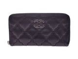 Chanel ultra stitch round fastener long wallet black SV metal fittings Lady's lambskin B rank CHANEL box used silver storehouse