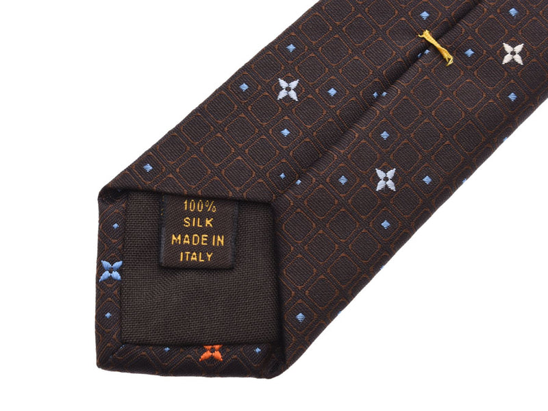 Louis Vuitton Ties Tiles and Flowers Dark Brown Men's Silk 100% AB Rank LOUIS VUITTON Used Ginzo