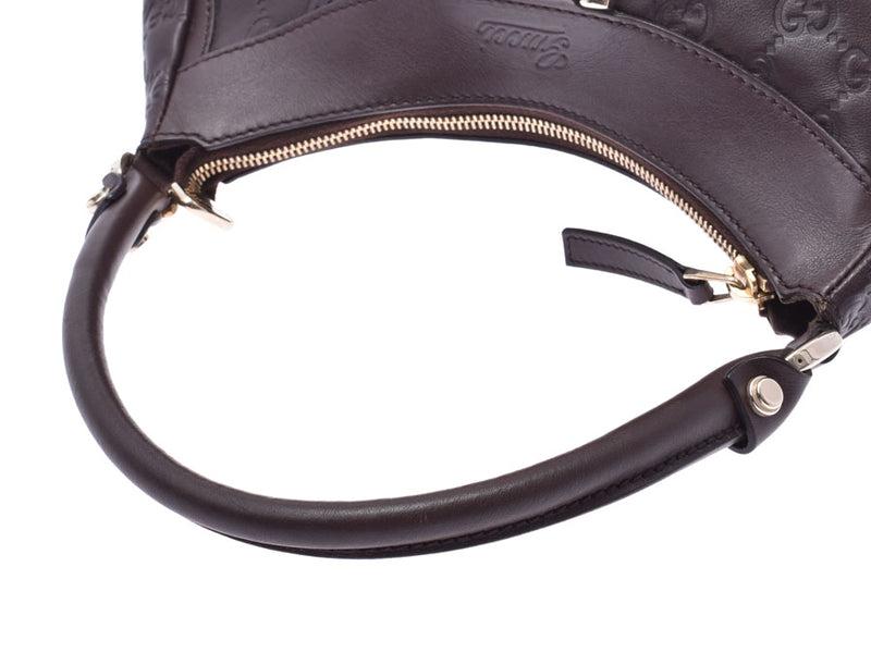 GucciShima Semi-shoulder Bag Tea G Metal Fittings Women's Calf A Rank GUCCI Used Ginzo