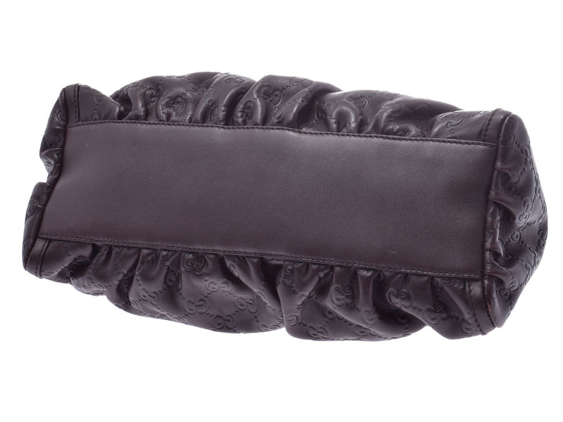 GucciShima Semi-shoulder Bag Tea G Metal Fittings Women's Calf A Rank GUCCI Used Ginzo