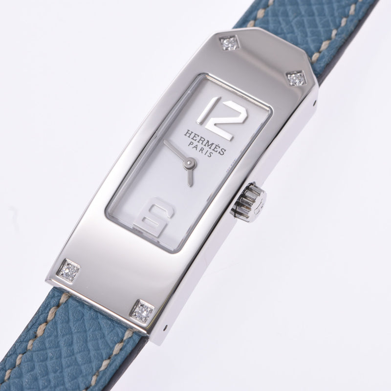 HERMES Hermes Kelly 2 4P Diamond KT1.230 Women's SS/Leather Watch Quartz Shell Dial A Rank Used Ginzo