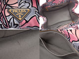 Prada Kanapa Pink Floral Pattern B2642B Women's Canvas 2WAY Tote Bag AB Rank PRADA Sky Gala Strap With Used Ginzo