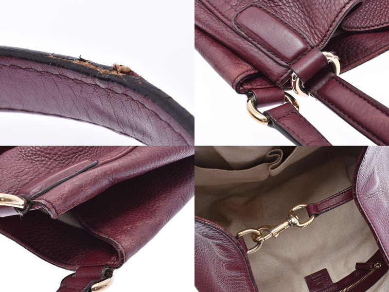 Gucci Soho Handbag Bordeaux Ladies Leather B Rank GUCCI Used Ginzo