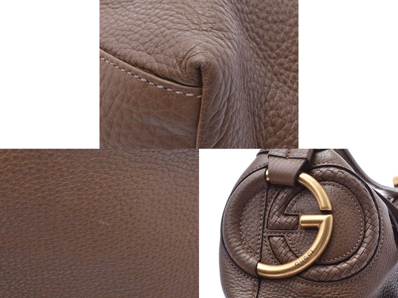 Gucci Semi-Shoulder Bag Tea Women's Calf AB Rank GUCCI Used Ginzo
