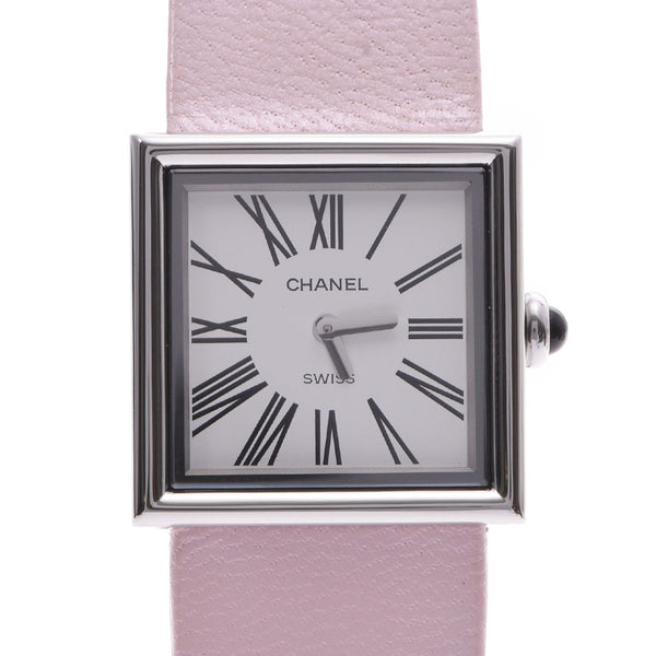 CHANEL CHANEL Mademoiselle H0572 Women's SS/Leather Watch Quartz White Dial AB Rank Used Ginzo