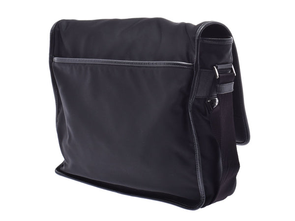 Prada, messenger bag, black V158 men, nylon/safiano shoulder bag AB rank PRADA Galla, used silverware