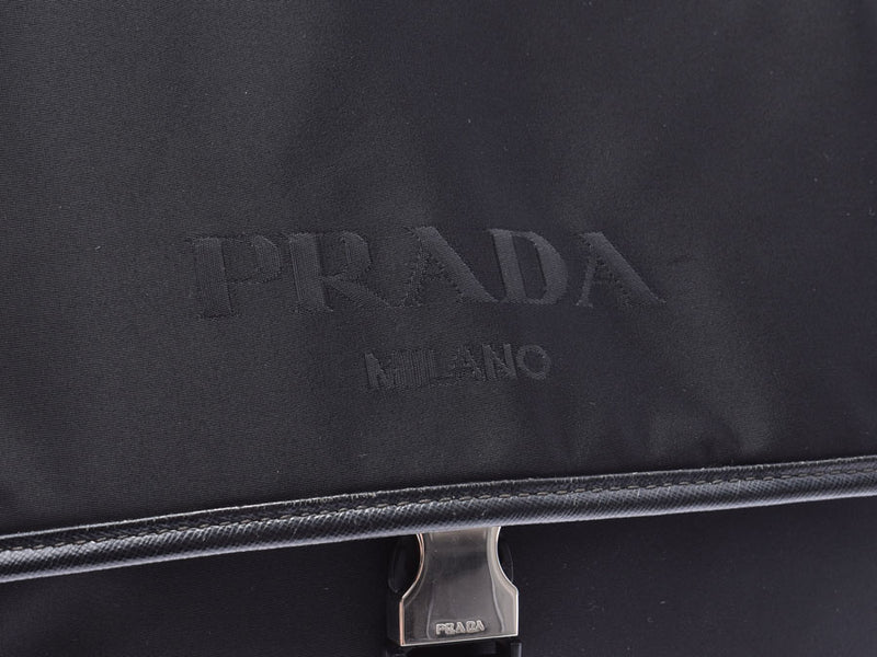 Prada, messenger bag, black V158 men, nylon/safiano shoulder bag AB rank PRADA Galla, used silverware
